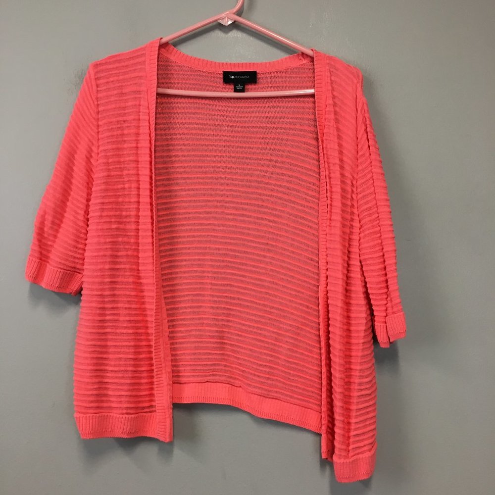 AB Studio Hot Pink Textured Open Front Cardigan